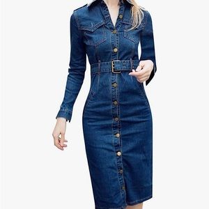 Denim dress.